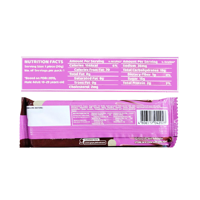 Goya Bar Milk Chocolate With Raisins 30g