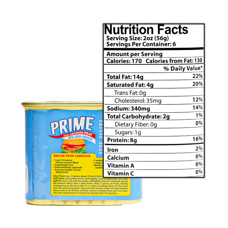 Prime Pork Luncheon Meat 30 percent Less Sodium 340g (12oz)