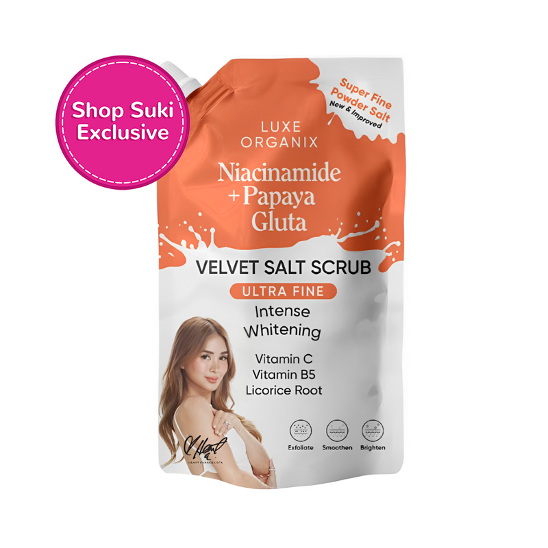 Luxe Organix Niacinamide Plus Papaya Gluta Velvet Salt Scrub 300g