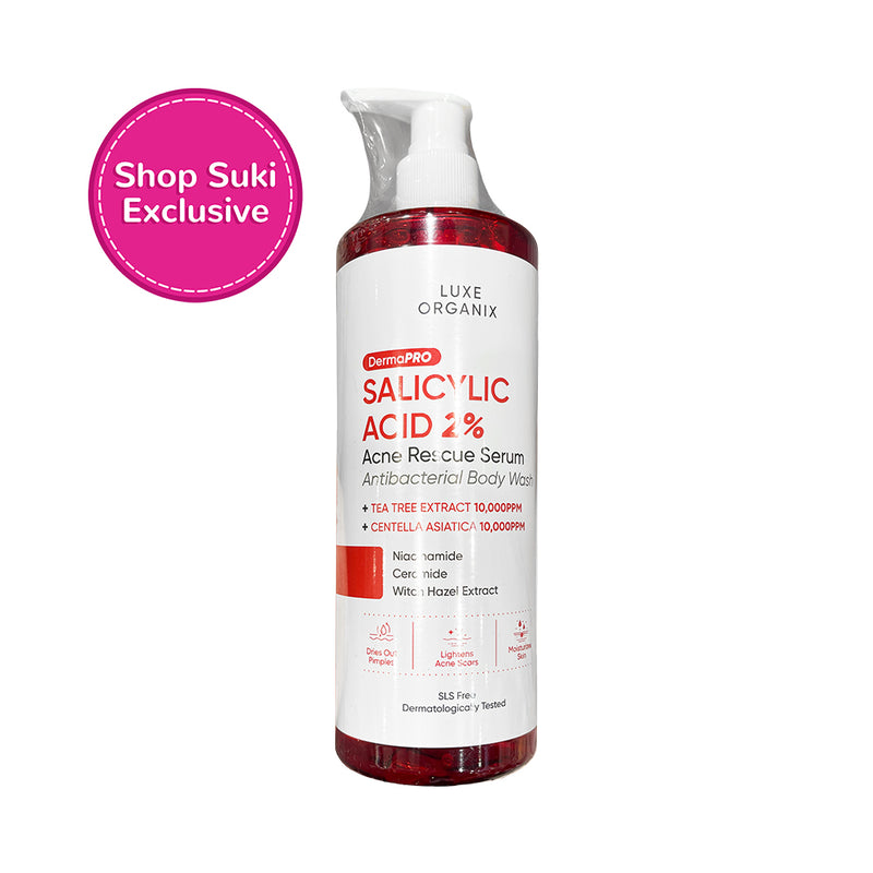 Luxe Organix Derma Pro Salicylic Acid 2% Acne Rescue Serum Antibacterial Body Wash 500ml