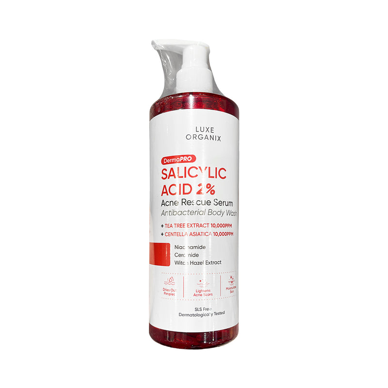 Luxe Organix Derma Pro Salicylic Acid 2% Acne Rescue Serum Antibacterial Body Wash 500ml
