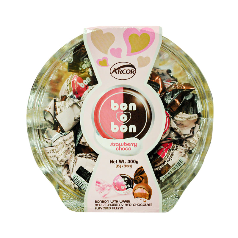 Arcor Bon O Bon Wafer and Strawberry Chocolate Filling 300g