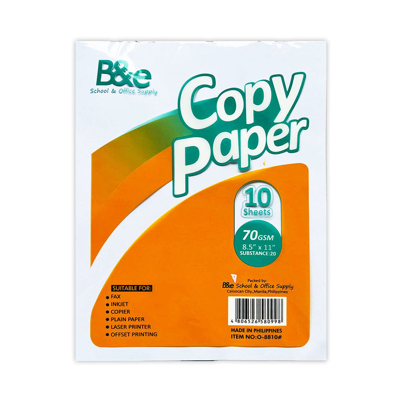 B And E Copy Paper Short 10's