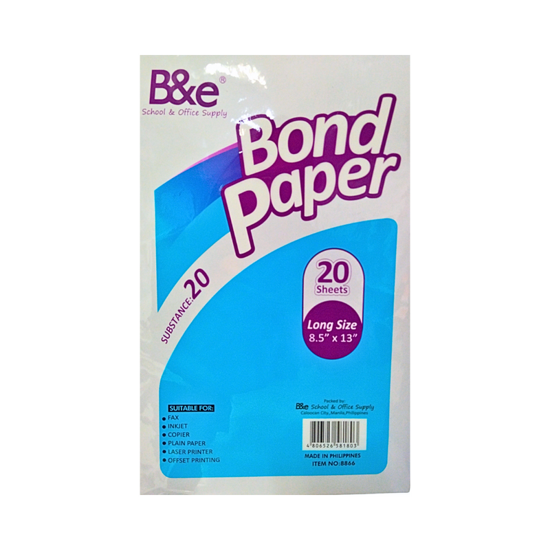 B And E 20 Sheets Bond Paper Sub 20 8.5in x 13in