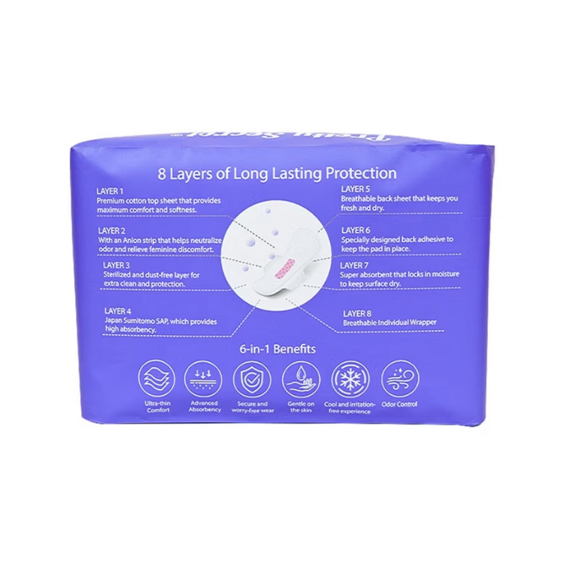 Pretty Secret Cooling Anion Sanitary Napkin With Wings Night 10 Pads
