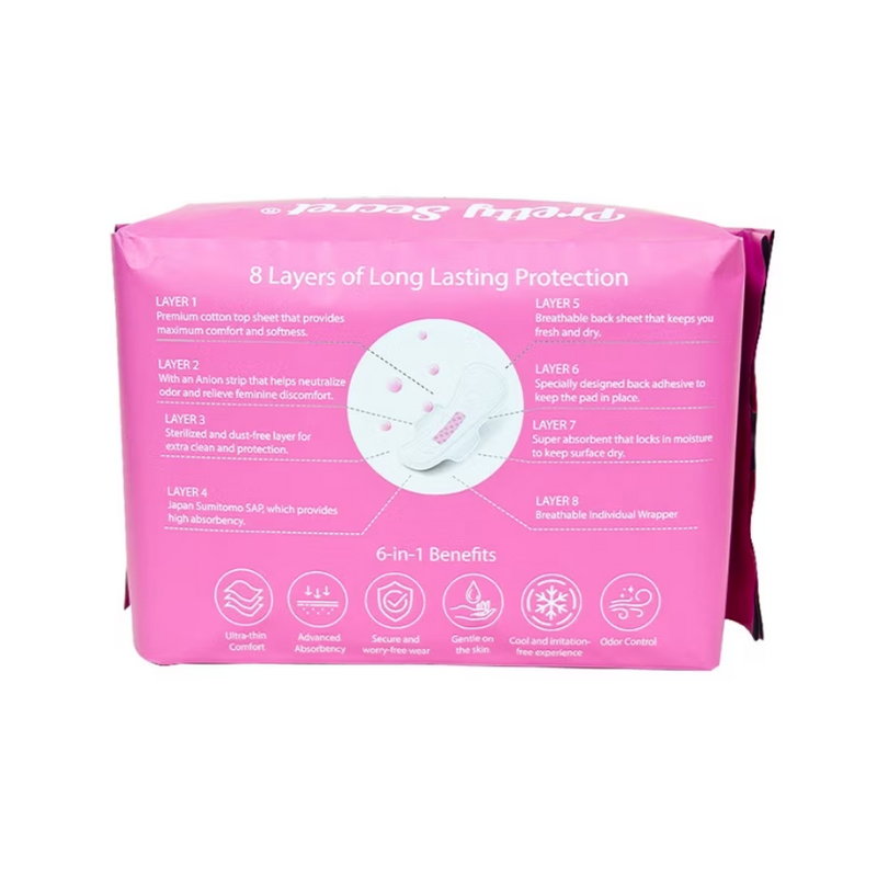 Pretty Secret Cooling Anion Sanitary Napkin With Wings Day and Night 10 Pads