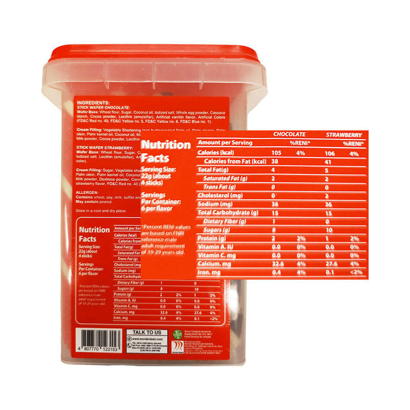 Nissin Stick Wafer Chocolate And Strawberry 264g