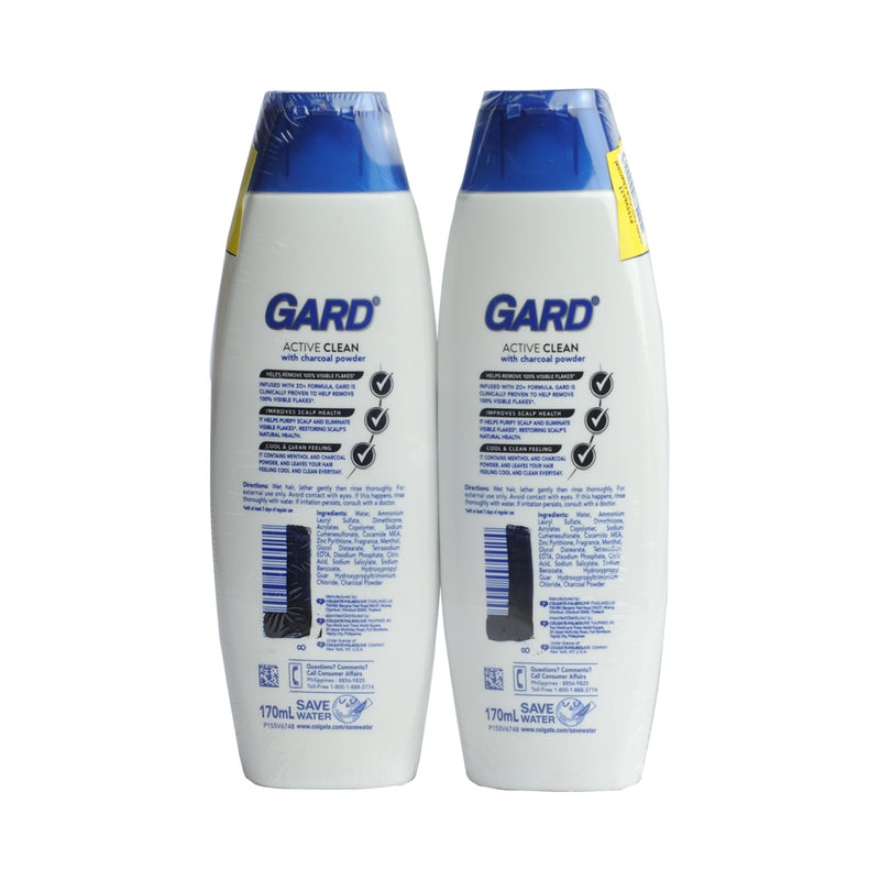 Gard Shampoo Charcoal Active Clean 170ml x 2's