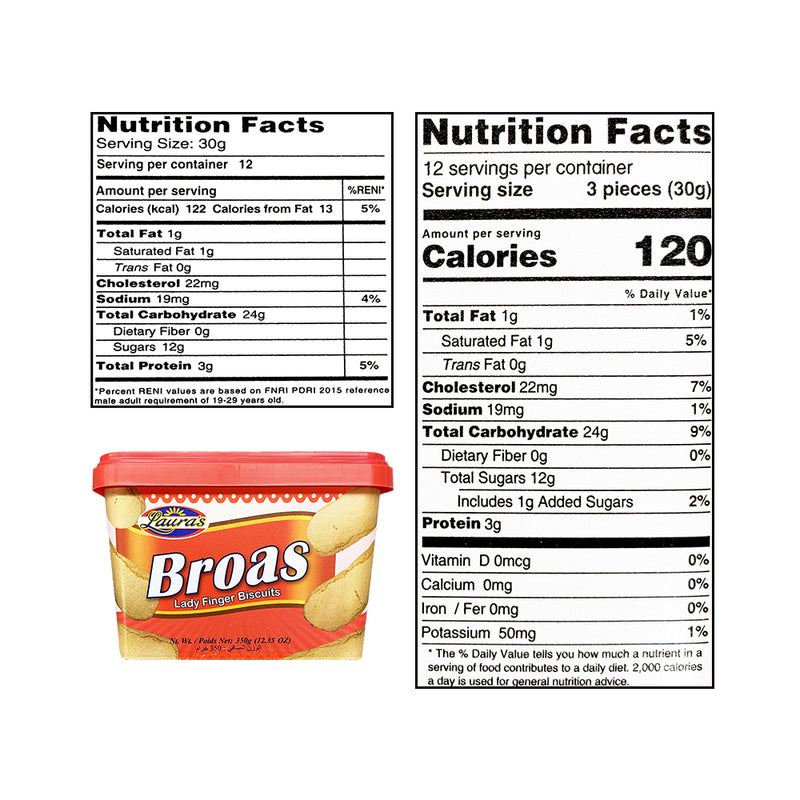 Laura's Broas Lady Finger Biscuits Tubs 350g