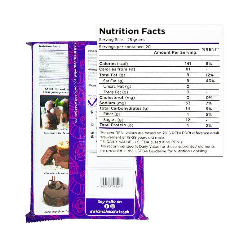 Dutche Baking Bar Dark Chocolate 500g