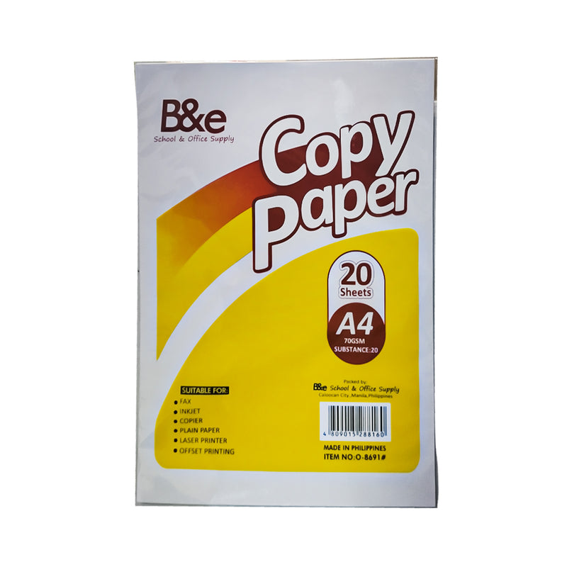 B And E Copy Paper 20's