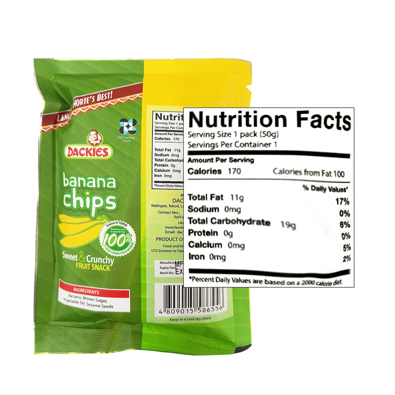 Dackies Banana Chips 55g