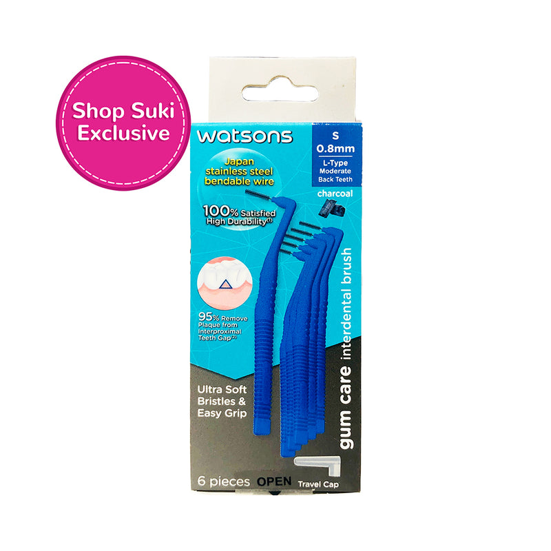 Watsons Gum Care Interdental Brush Ultra Soft Bristle And Easy Grip Charcoal 6's