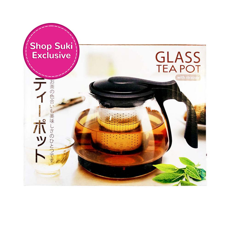Izumi Glass Tea Pot with Strainer Black 700ml