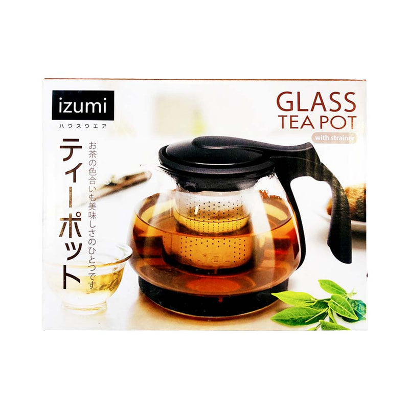 Izumi Glass Tea Pot with Strainer Black 700ml