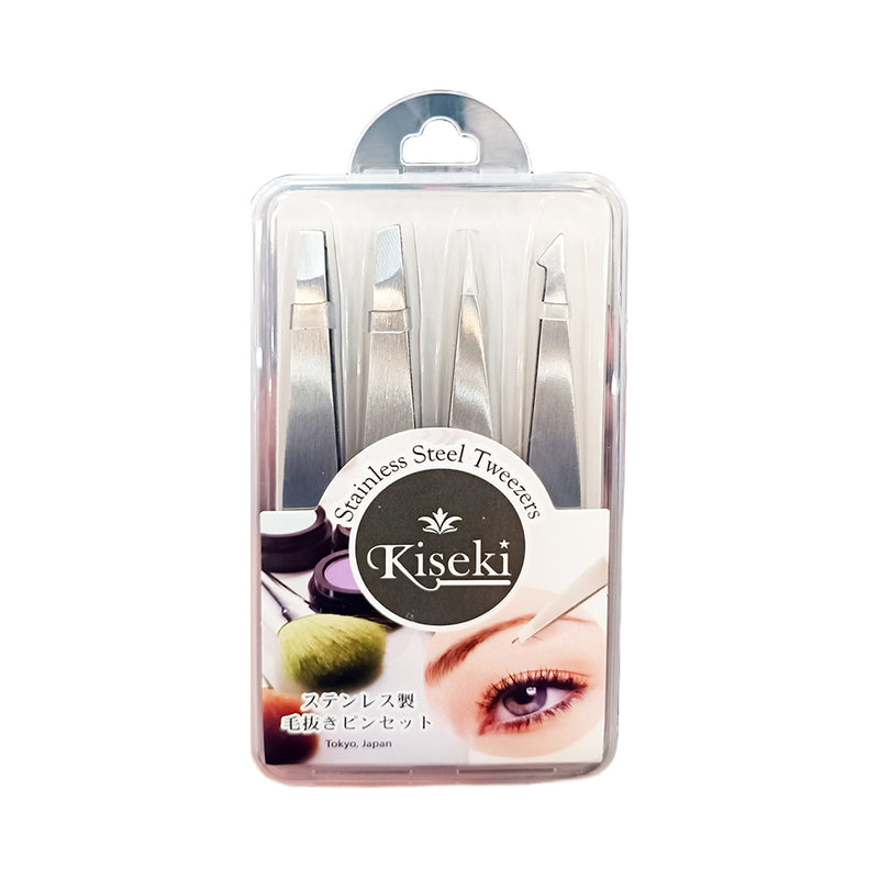 Kiseki Stainless Steel Tweezers 4pcs Set