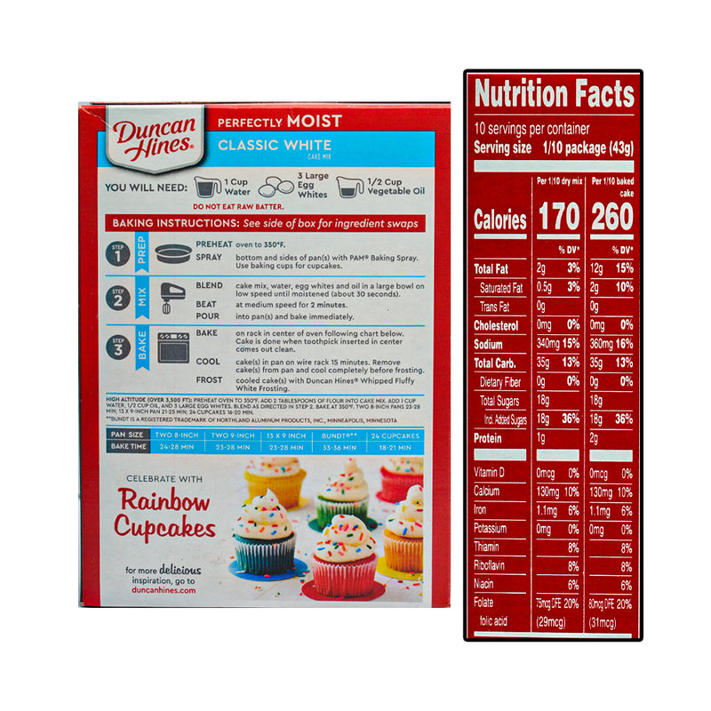 Duncan Hines Perfectly Moist White Cake Mix 432g