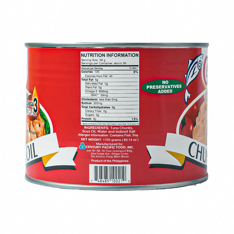 Century Tuna Chunks In Vegetable Oil 1705g