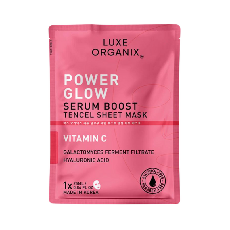 Luxe Organix Power Glow Serum Boost Tencel Sheet Mask 25ml