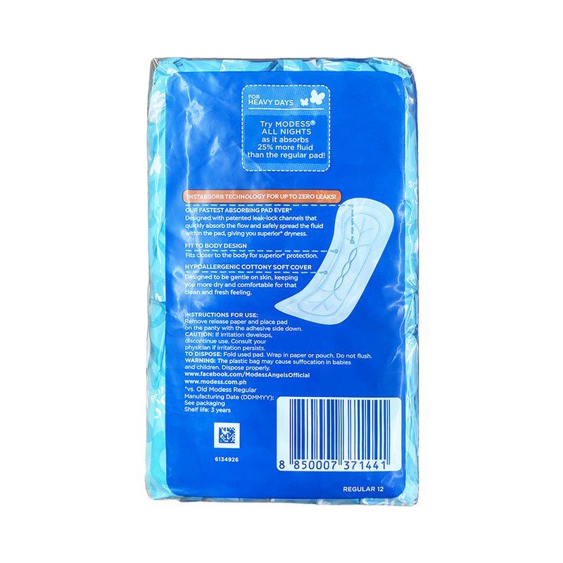 Modess Maxi Regular Cottony Soft Cover Sanitary Napkin Non-Wing 12's