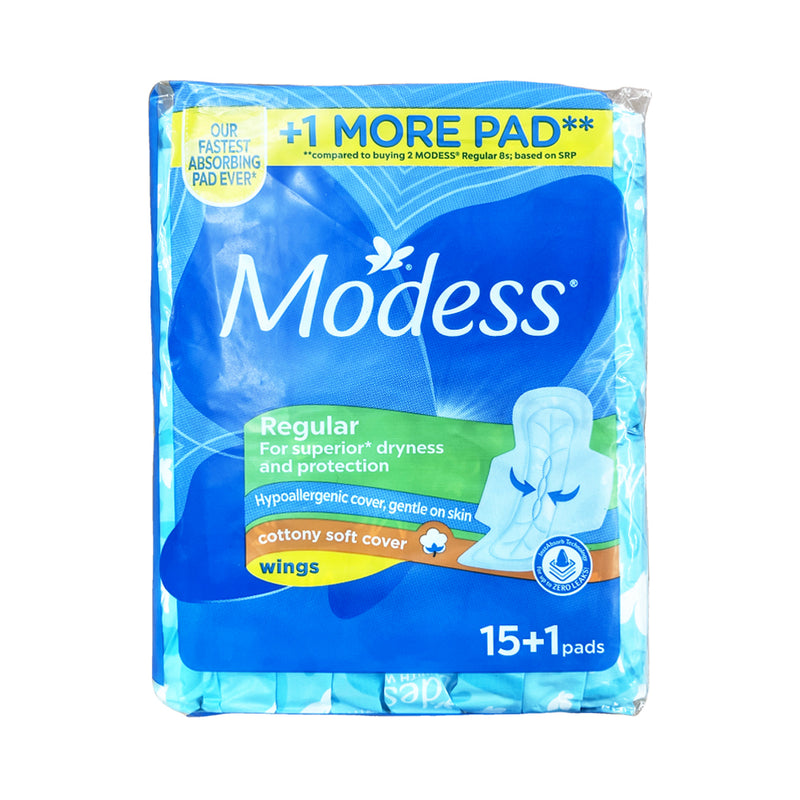 Modess Maxi Regular Cottony Soft Cover Sanitary Napkin With Wings Sulit Pack 16's