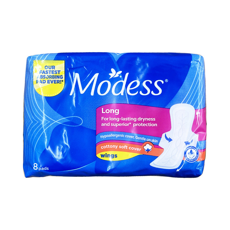 Modess Cottony Soft Cover Sanitary Napkin With Wings Long 8's