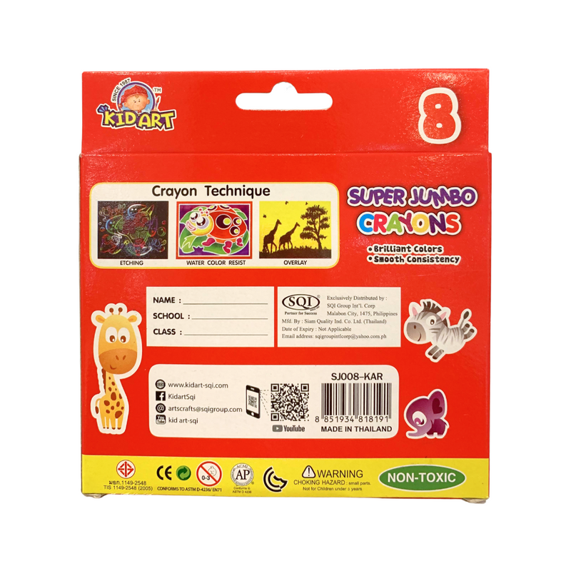 Kid Art Premium Super Crayon 8 Colors Jumbo