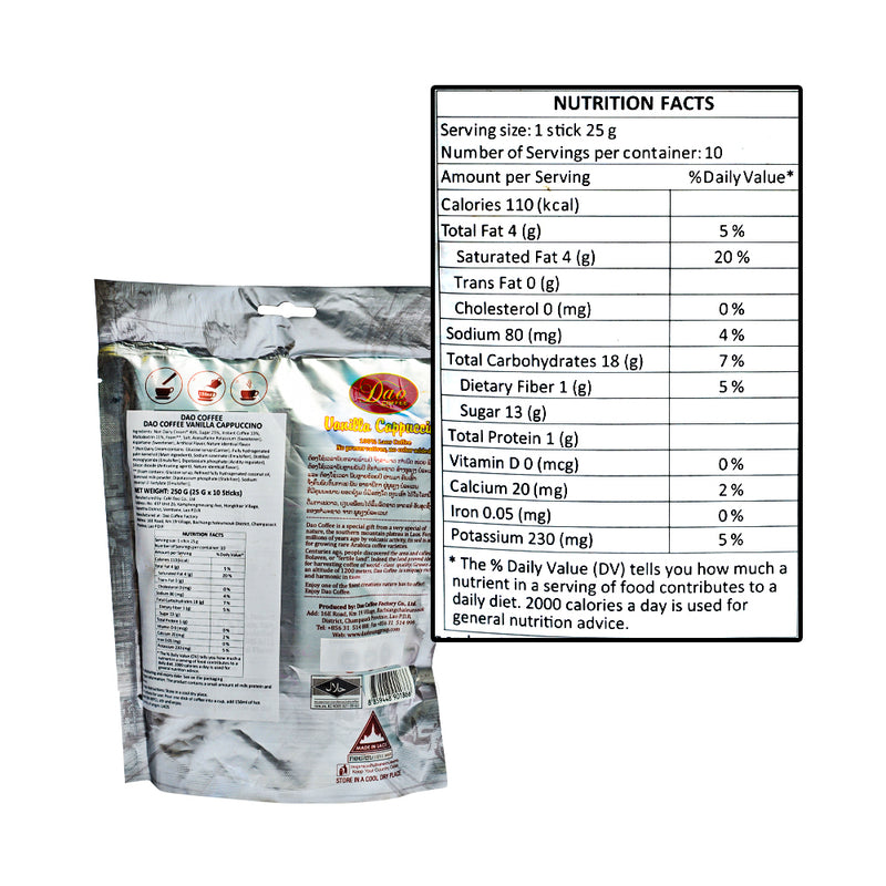 Dao Coffee 3 In 1 Coffee Mix Vanilla Cappuccino 250g