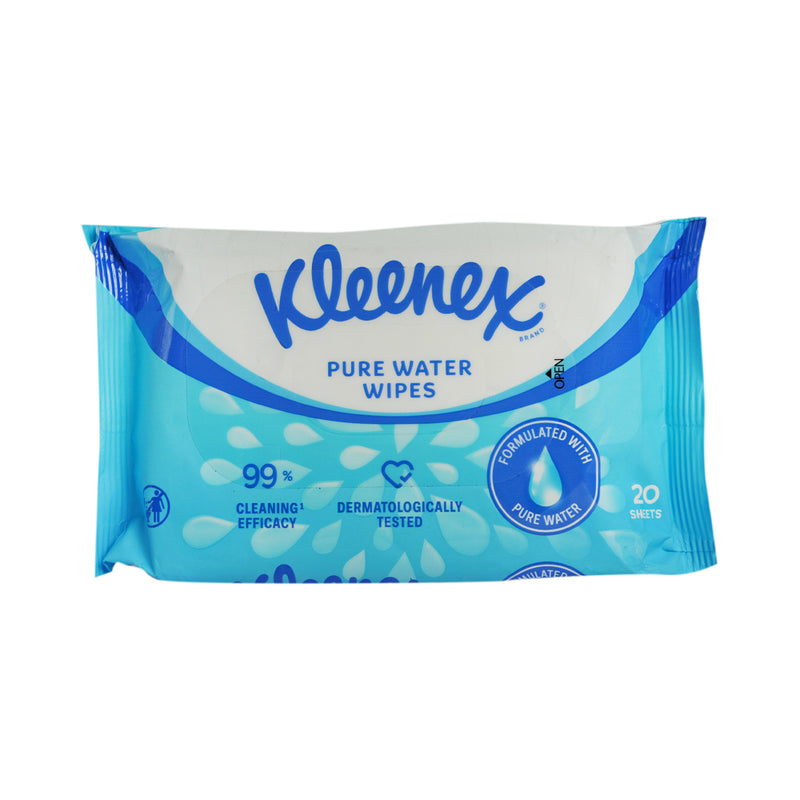 Kleenex Pure Water Wipes For Hands And Face 20 Sheets