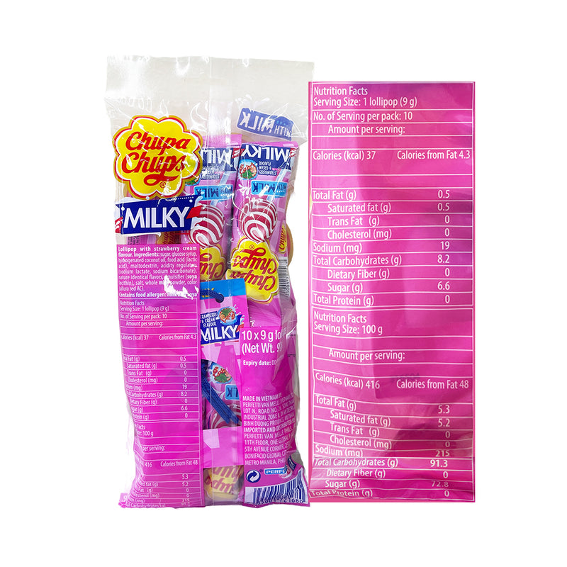 Chupa Chups Milky Lollipops Strawberry 10.5g x 10's