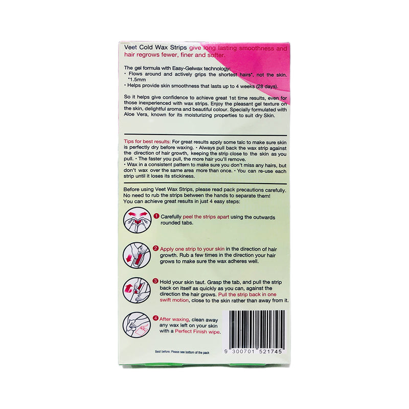 Veet Wax Strips Easy-Gelwax Dry Skin 12's
