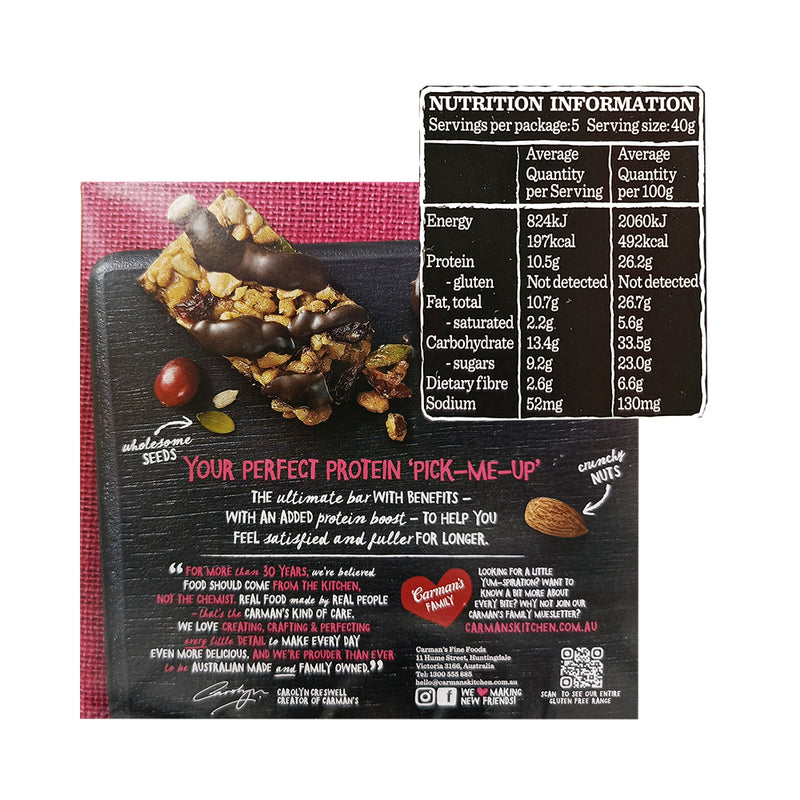 Carman's Protein Bars Dark Choco And Cranberry 200g