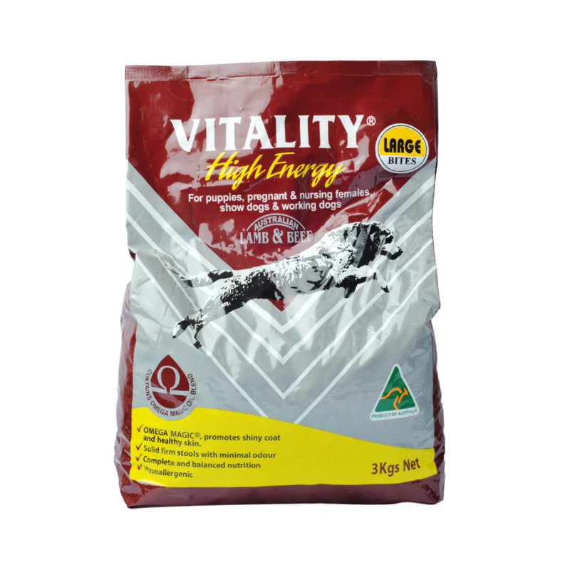 Vitality Dog Food High Energy Large Bites 3kg