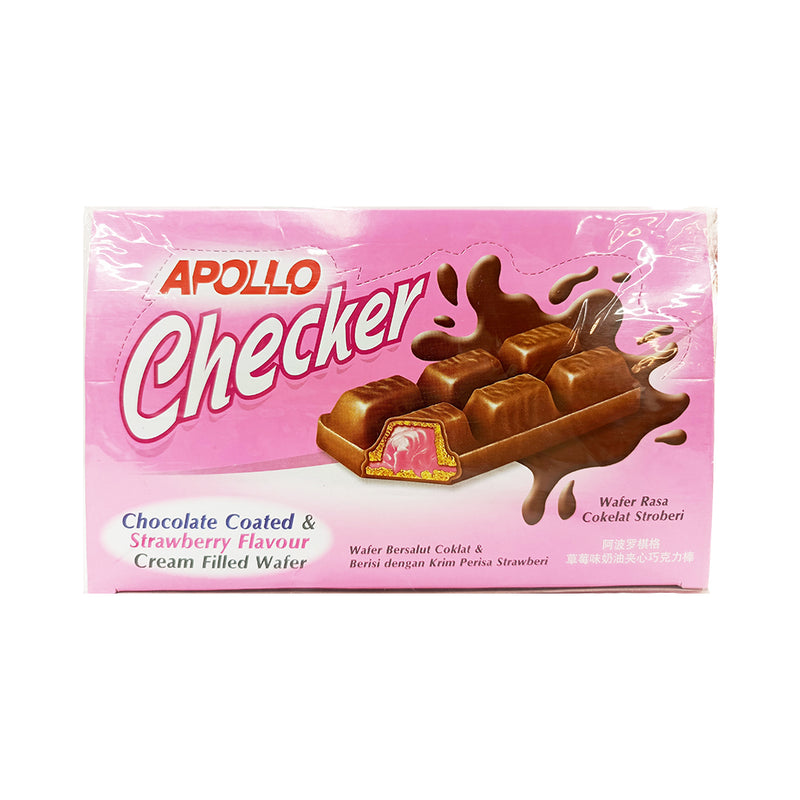 Apollo Checker Chocolate Coated And Strawberry Cream Filled Wafer 18g x 24's