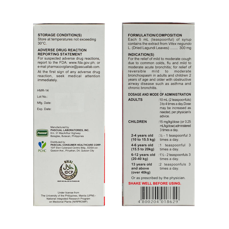 Ascof Lagundi Ponkan 300mg/5ml Syrup 120ml