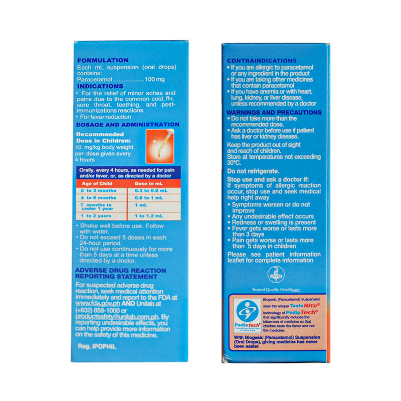 Biogesic Paracetamol 100mg/ml Oral Drops 15ml