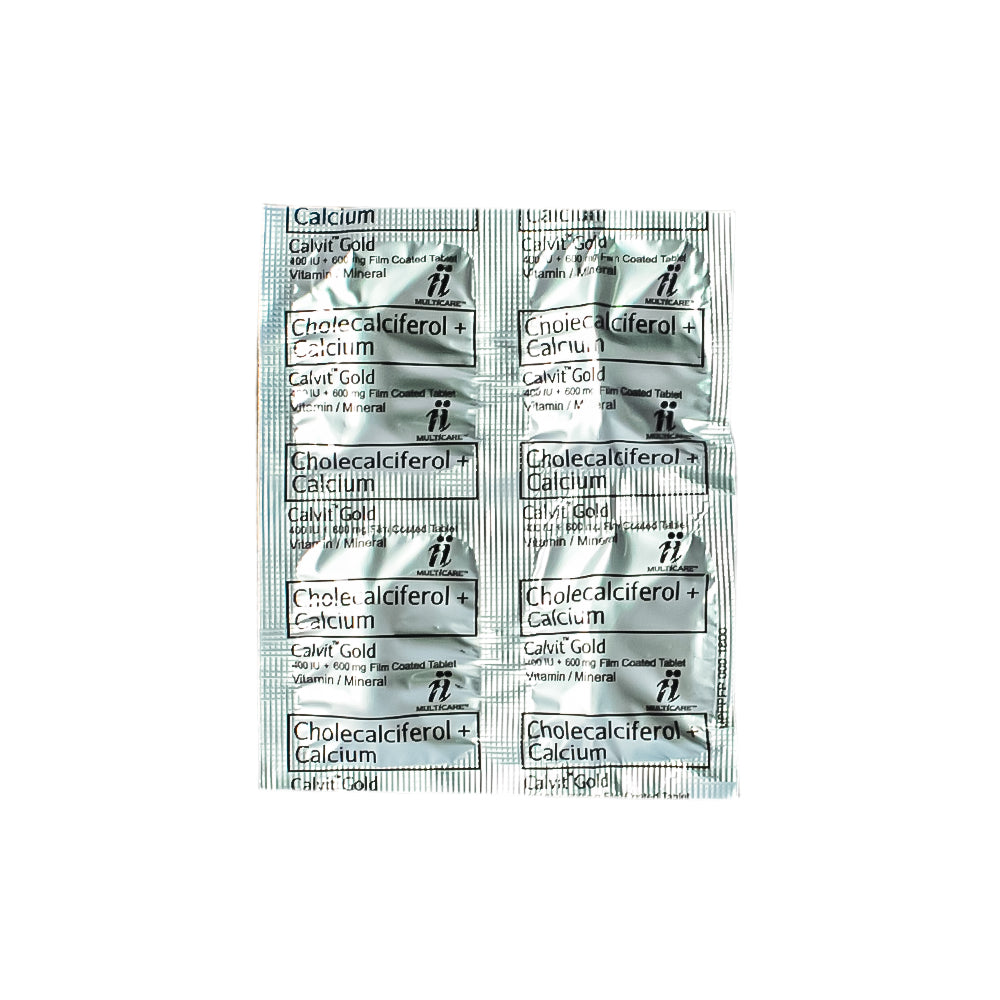 Calvin Gold Calvit Gold 600 mg/400 IU Film-Coated Tablet By 4's