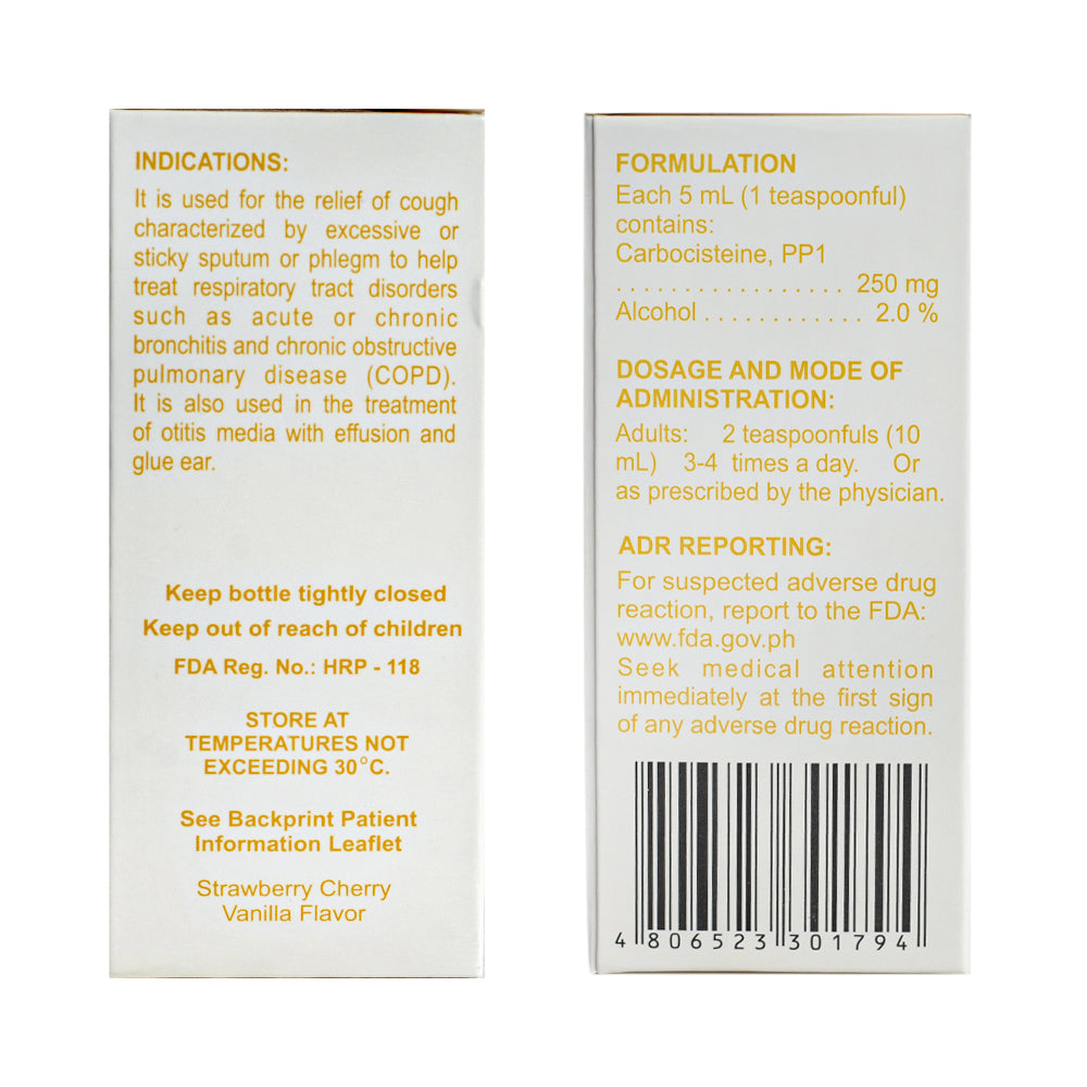 Ceasol Ceascol Carbocisteine 250mg/5ml Syrup 60ml