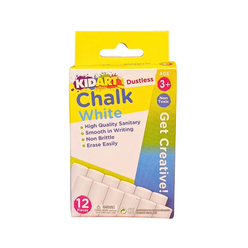 Kid Art Dustless Chalk 12 in 1 White