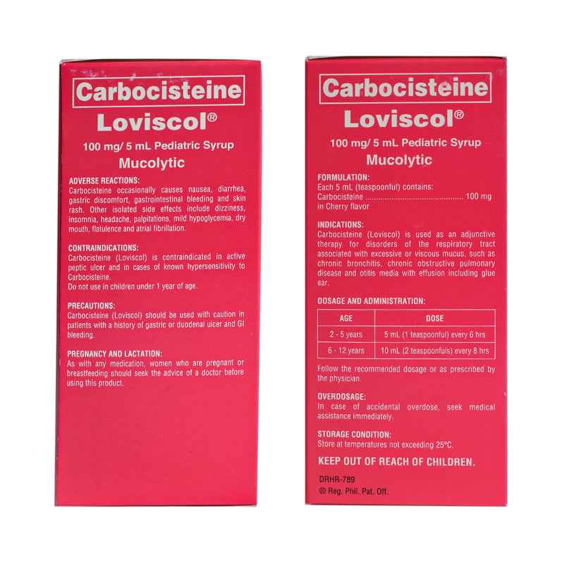 Loviscol Carbocisteine 100mg/5ml Syrup120ml