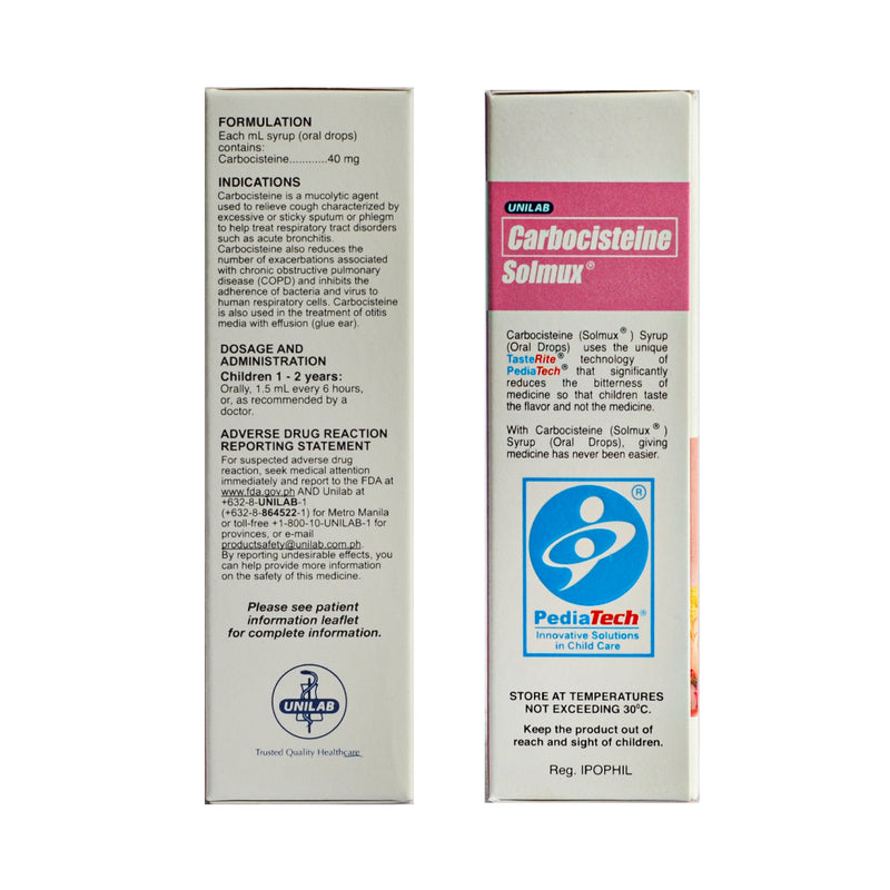 Solmux Carbocisteine 40mg/ml Oral Drops 15ml