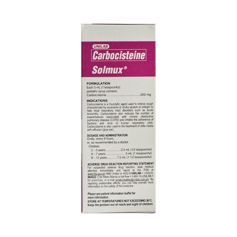 Solmux Carbocisteine Suspension 200mg/5ml Syrup 60ml