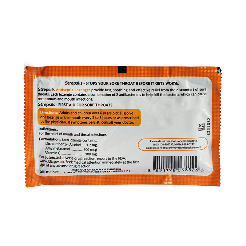 Strepsils Orange With Vitamin C Lozenges 8's