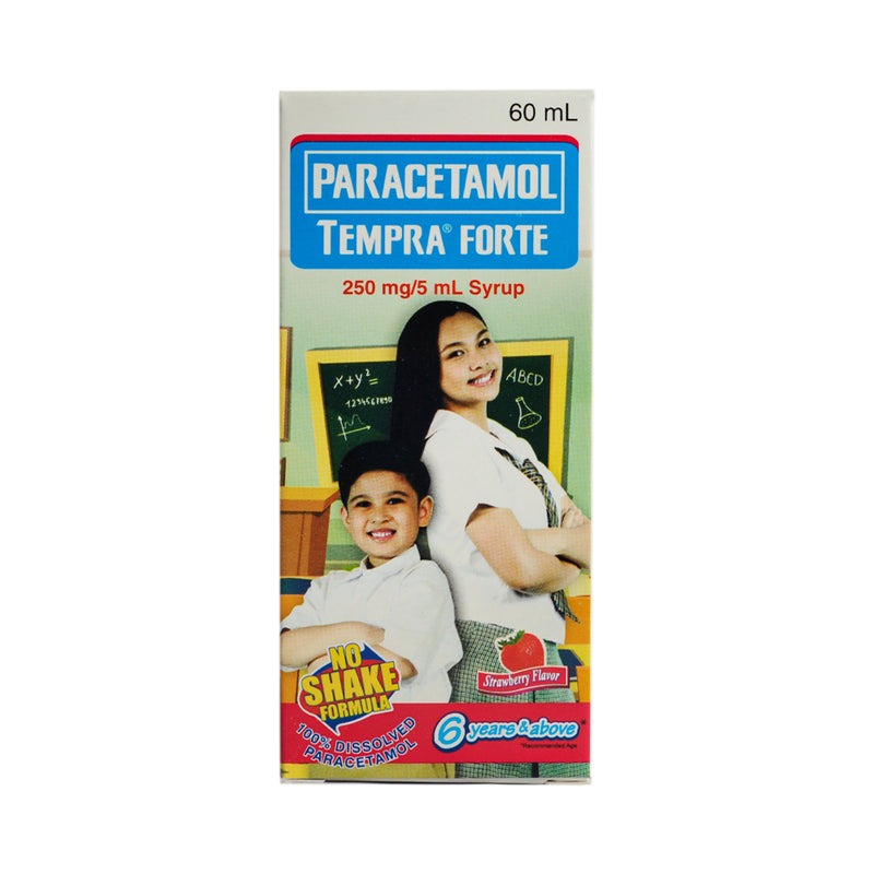 Tempra Forte Paracetamol 250mg/5ml Syrup Strawberry 60ml