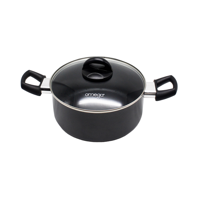 Omega Aluminum Non-Stick Dutch Oven With Glass Lid