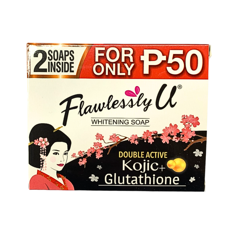 Flawlessly U 2 in 1 Whitening Soap Kojic+Glutathione 65g x 2's