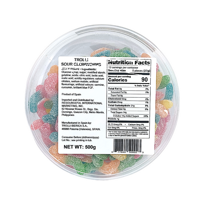 Trolli Gummy Candy Sour Glow Worm 500g