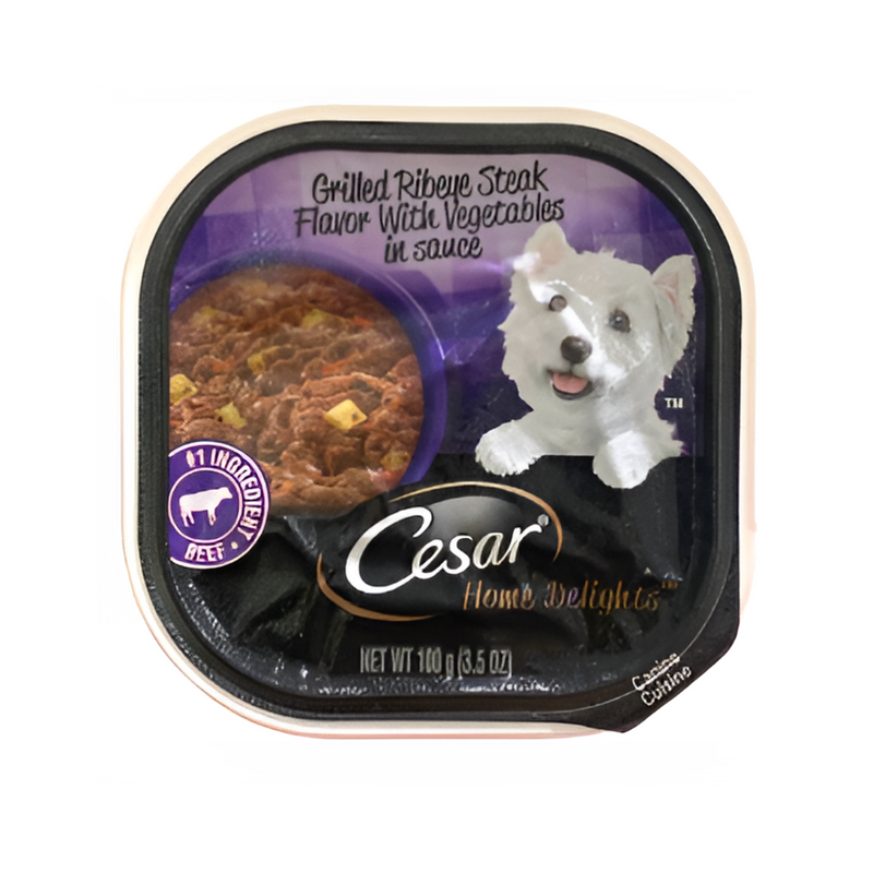 Cesar Home Delights Grilled Ribeye Steak Flavor with Potatoes and Vegetables in Sauce 100g