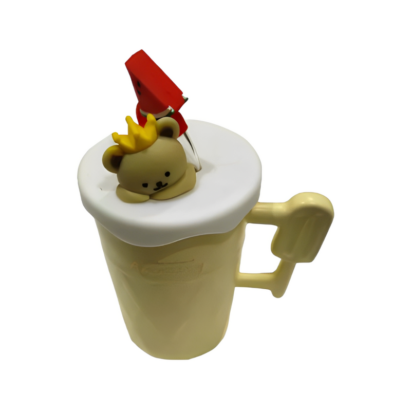 Ideal Living Mug With Cover And Straw Yellow 450ml
