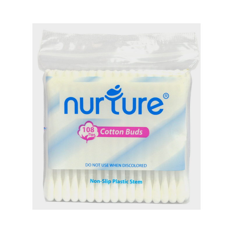 Nurture Cotton Buds Plastic Polybag White 108 Tips